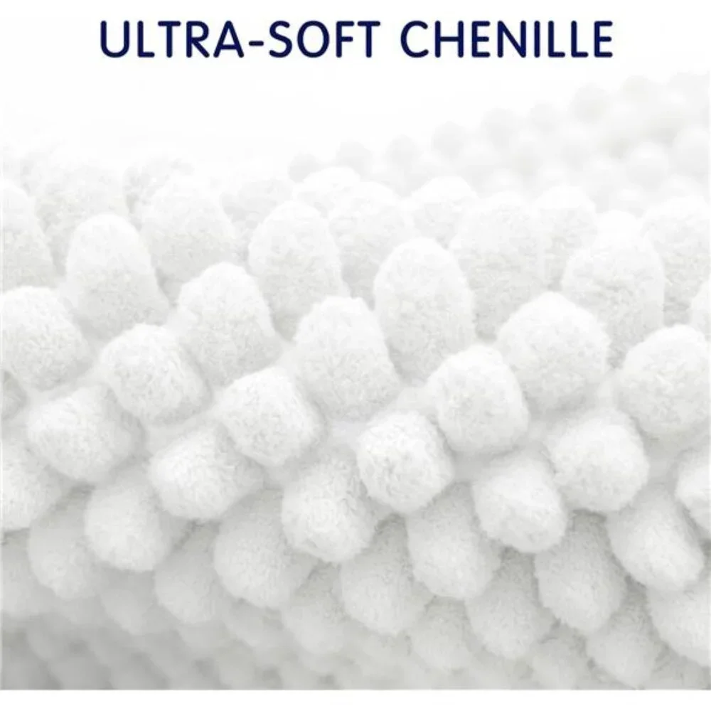 Chenille Bath Rug Soft Plush Absorbent Quick Dry Machine Washable Shower Mat